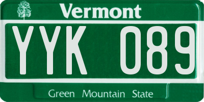 VT license plate YYK089