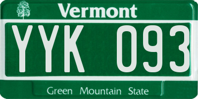 VT license plate YYK093