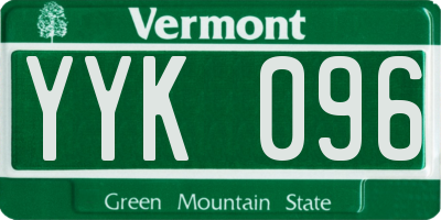 VT license plate YYK096