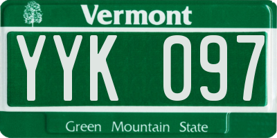 VT license plate YYK097