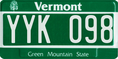 VT license plate YYK098