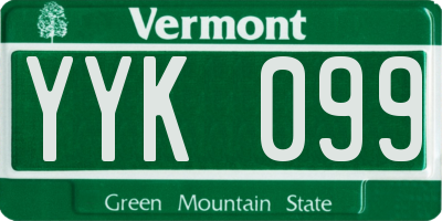 VT license plate YYK099