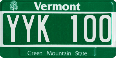 VT license plate YYK100