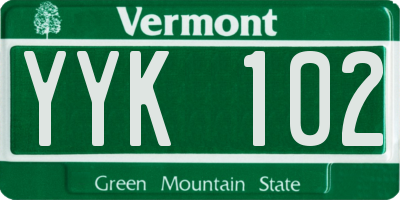 VT license plate YYK102