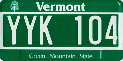 VT license plate YYK104