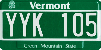 VT license plate YYK105
