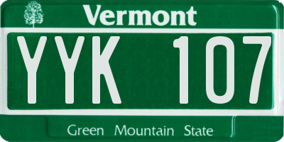 VT license plate YYK107