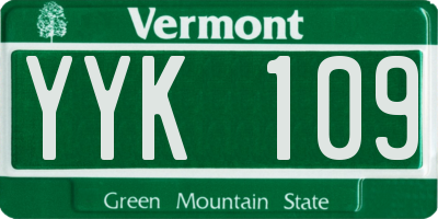 VT license plate YYK109