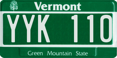 VT license plate YYK110