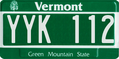 VT license plate YYK112