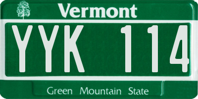 VT license plate YYK114