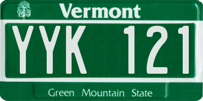 VT license plate YYK121