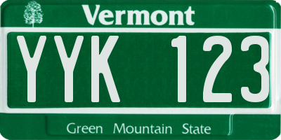 VT license plate YYK123