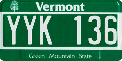 VT license plate YYK136