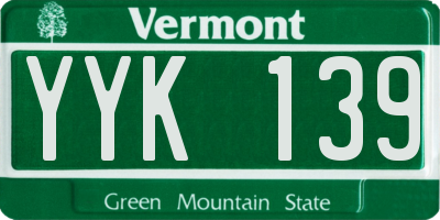 VT license plate YYK139
