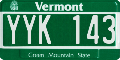 VT license plate YYK143