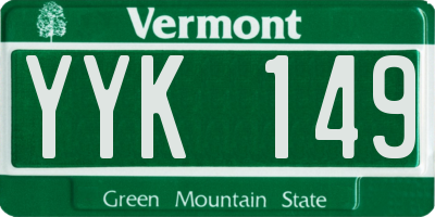 VT license plate YYK149