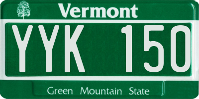 VT license plate YYK150