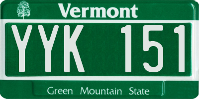 VT license plate YYK151