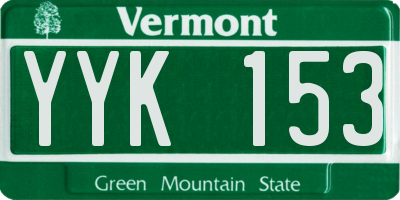 VT license plate YYK153