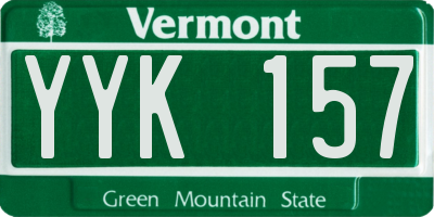 VT license plate YYK157