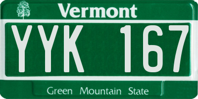 VT license plate YYK167