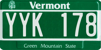 VT license plate YYK178