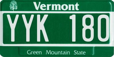 VT license plate YYK180