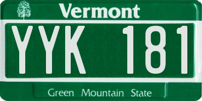 VT license plate YYK181
