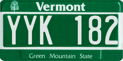 VT license plate YYK182
