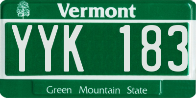 VT license plate YYK183