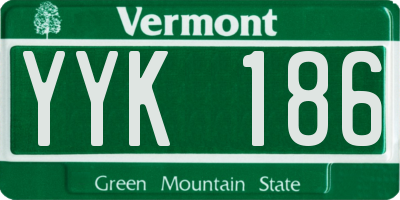 VT license plate YYK186
