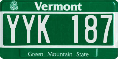 VT license plate YYK187