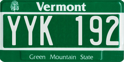 VT license plate YYK192