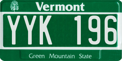 VT license plate YYK196