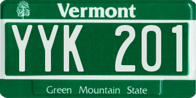 VT license plate YYK201