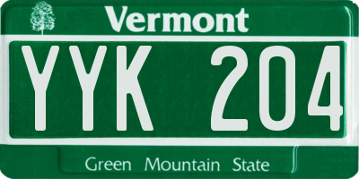 VT license plate YYK204