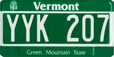 VT license plate YYK207