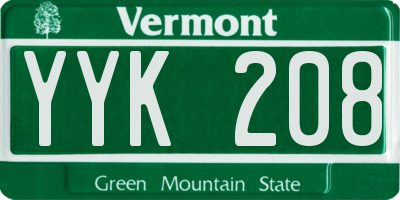 VT license plate YYK208