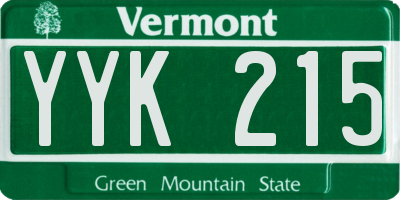 VT license plate YYK215