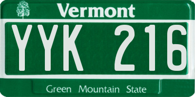 VT license plate YYK216