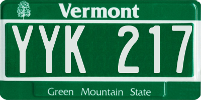 VT license plate YYK217