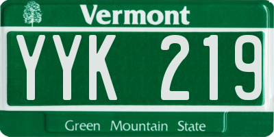 VT license plate YYK219