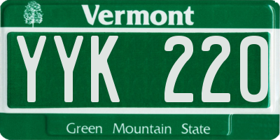 VT license plate YYK220