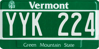 VT license plate YYK224