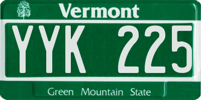 VT license plate YYK225