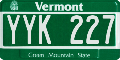 VT license plate YYK227