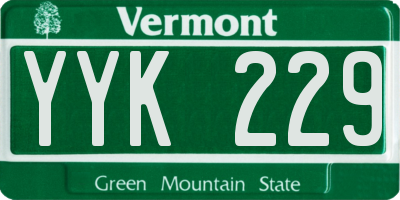 VT license plate YYK229
