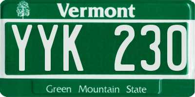 VT license plate YYK230