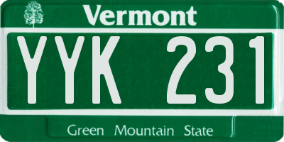 VT license plate YYK231